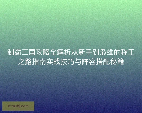 制霸三国攻略全解析从新手到枭雄的称王之路指南实战技巧与阵容搭配秘籍