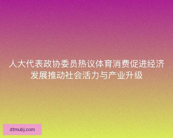 人大代表政协委员热议体育消费促进经济发展推动社会活力与产业升级